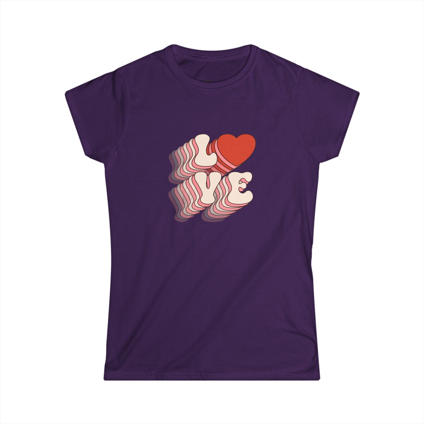 T-Shirt, Valentines Love Graphic Tee 3D Letters Spelling Love Fading Outwards, Valentine's Day Shirt, Romantic Tee, Women's Love T-Shirt,