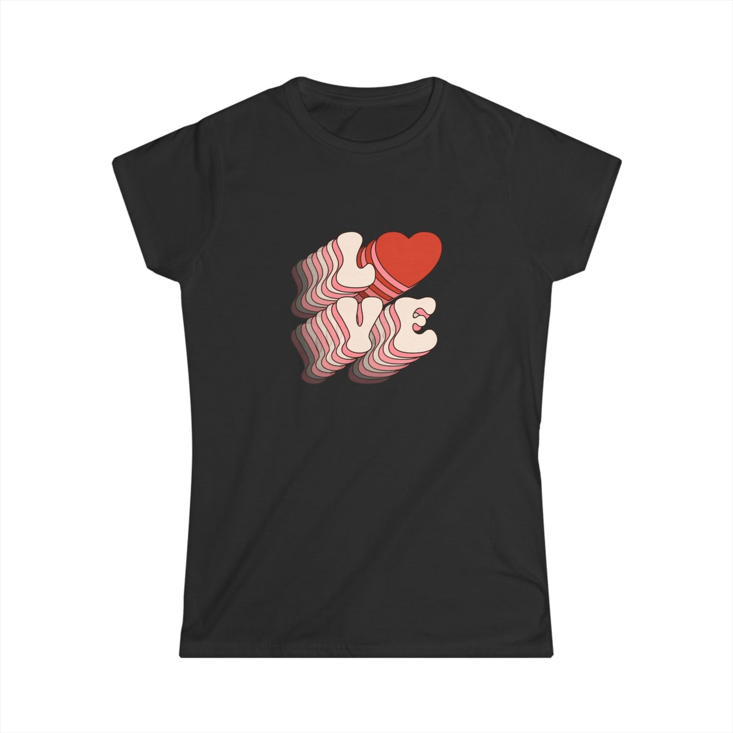 T-Shirt, Valentines Love Graphic Tee 3D Letters Spelling Love Fading Outwards, Valentine's Day Shirt, Romantic Tee, Women's Love T-Shirt,