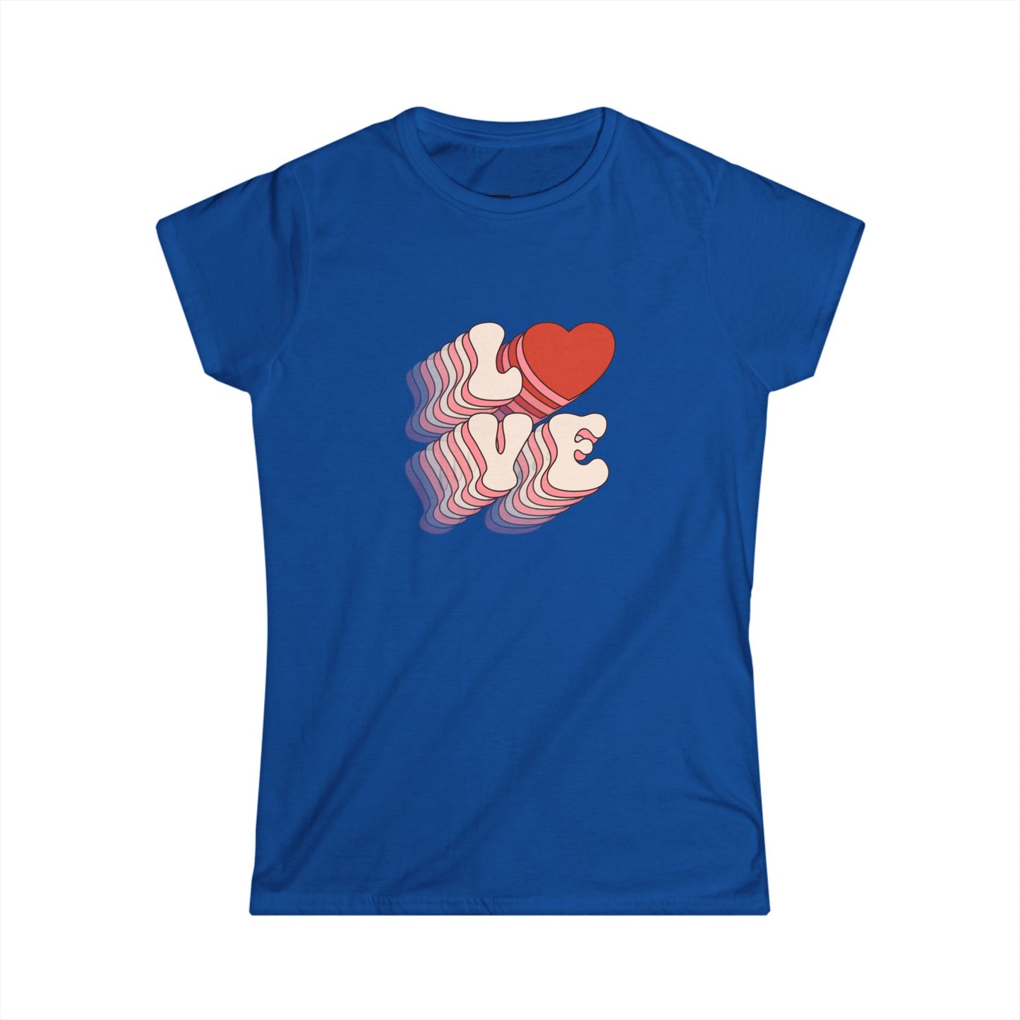 T-Shirt, Valentines Love Graphic Tee 3D Letters Spelling Love Fading Outwards, Valentine's Day Shirt, Romantic Tee, Women's Love T-Shirt,