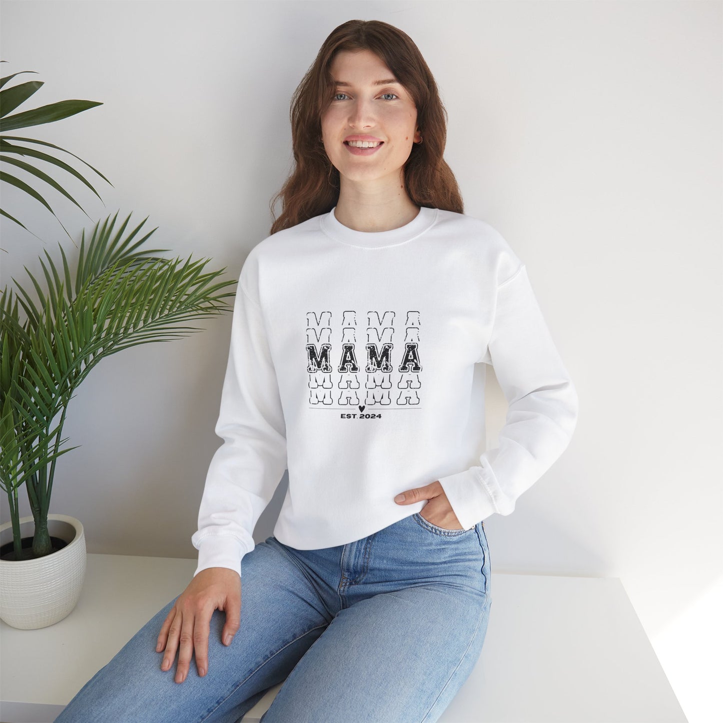 Crewneck Sweatshirt, Mama Vibes 2024 Sweatshirt, Mama Est 2024, Supporting Mamas, Mom Life, Mother's Day Gift, New Mom Gift