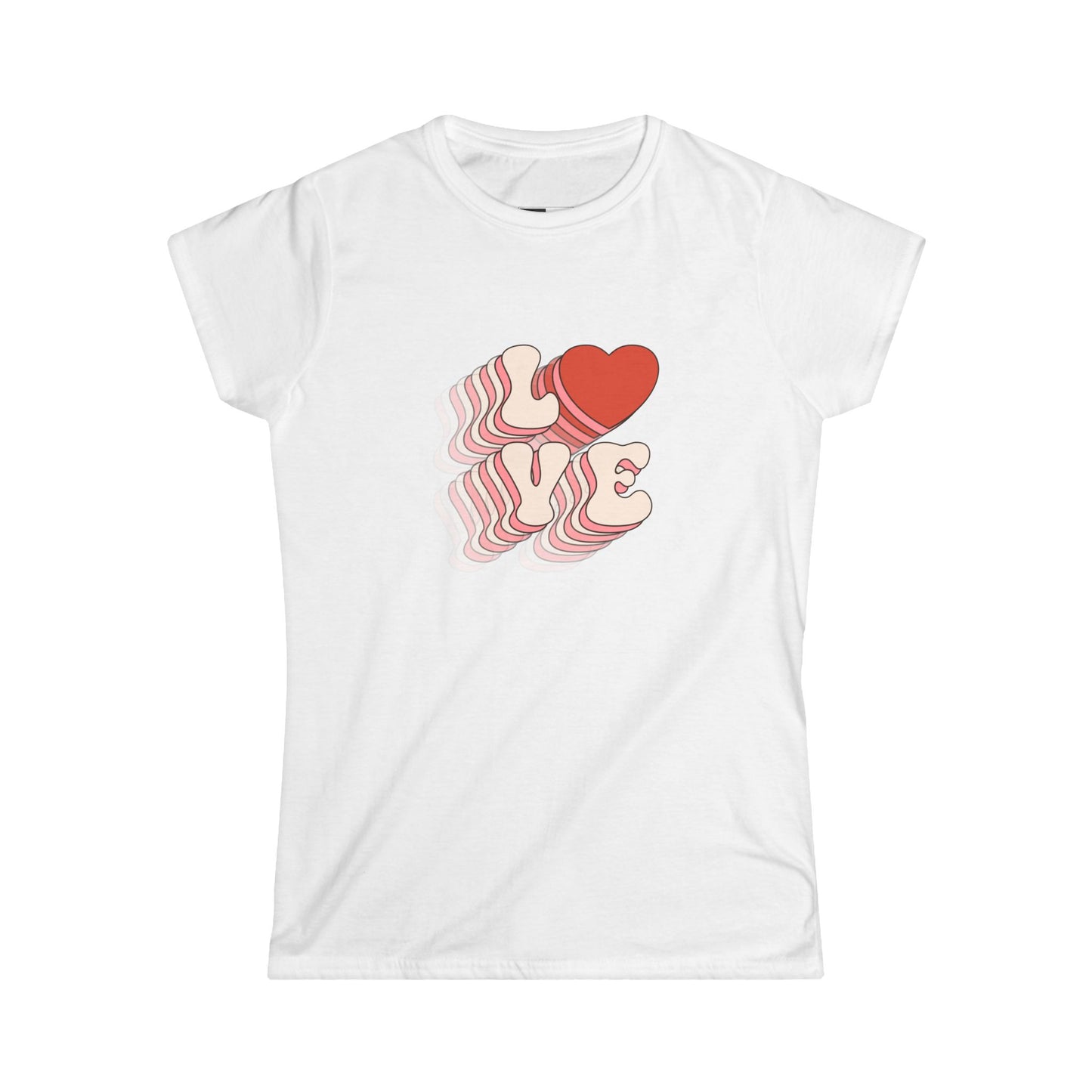 T-Shirt, Valentines Love Graphic Tee 3D Letters Spelling Love Fading Outwards, Valentine's Day Shirt, Romantic Tee, Women's Love T-Shirt,