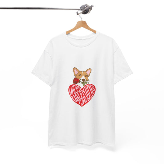 Corgi Valentine's Day Tee, Unisex Shirt with Butt & Rose Design, Funny Dog Lover Gift, Cute Animal Graphic Top, Couples Tee, Valentine's Day